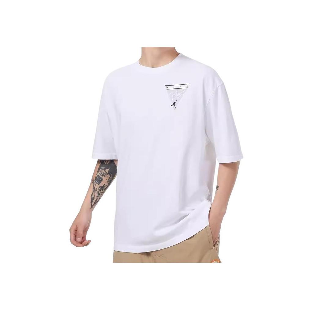 Air Jordan Flight Essentials Washed Print Crew Neck Short Sleeve T-Shirt Men Tops White CZ8064-101