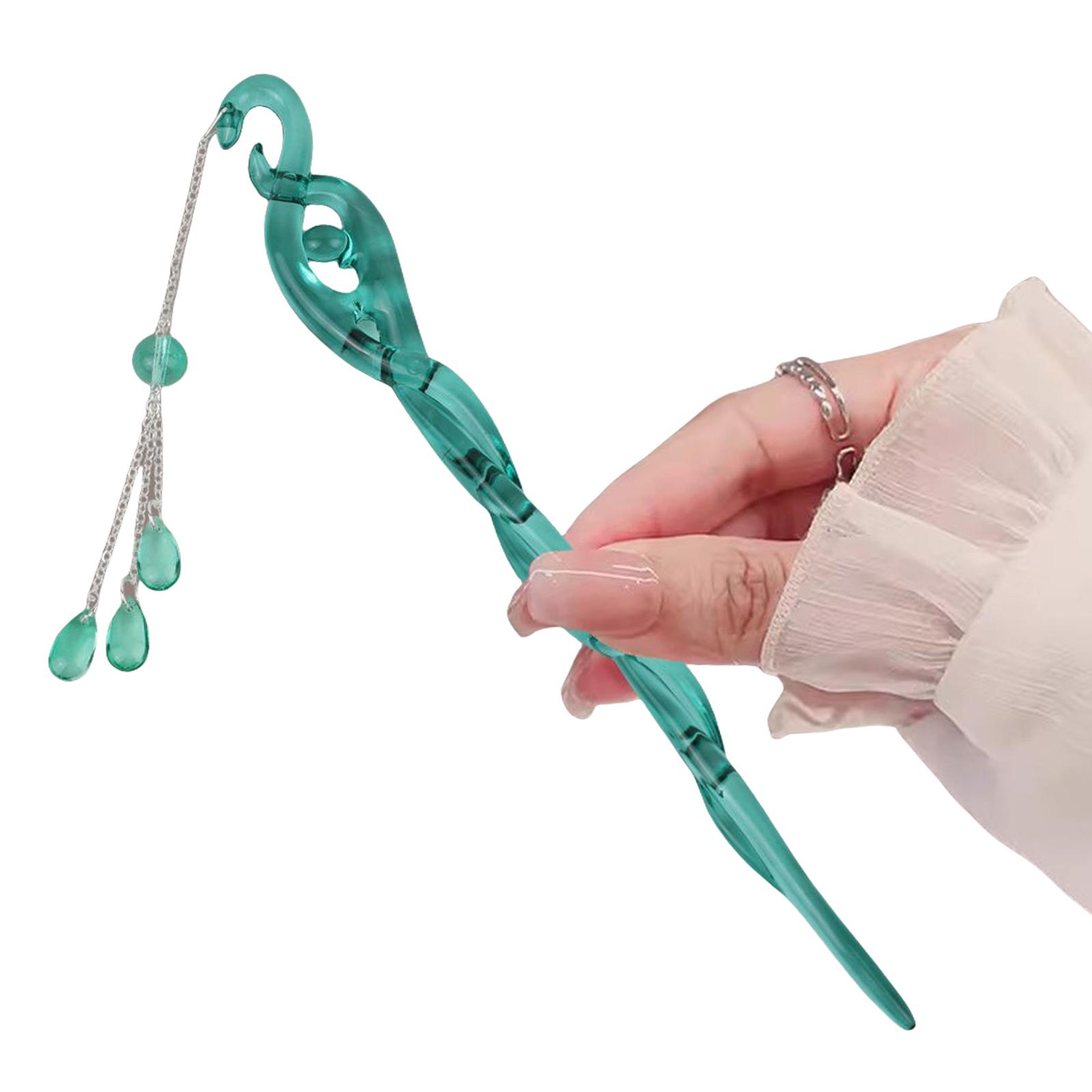 

Заколка для волос с кисточками для женщин, винтажная свисающая палочка для волос, расчески и палочки, нескользящая акриловая заколка для волос для традиционного костюма зелёный