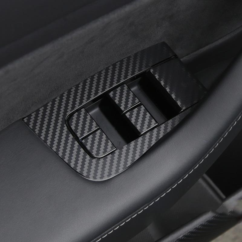 Car Window Lifter Switch Buttons Decorative Cover Trim Sticker For Tesla Model 3Carbon Fiber ABS Decoration  2017-