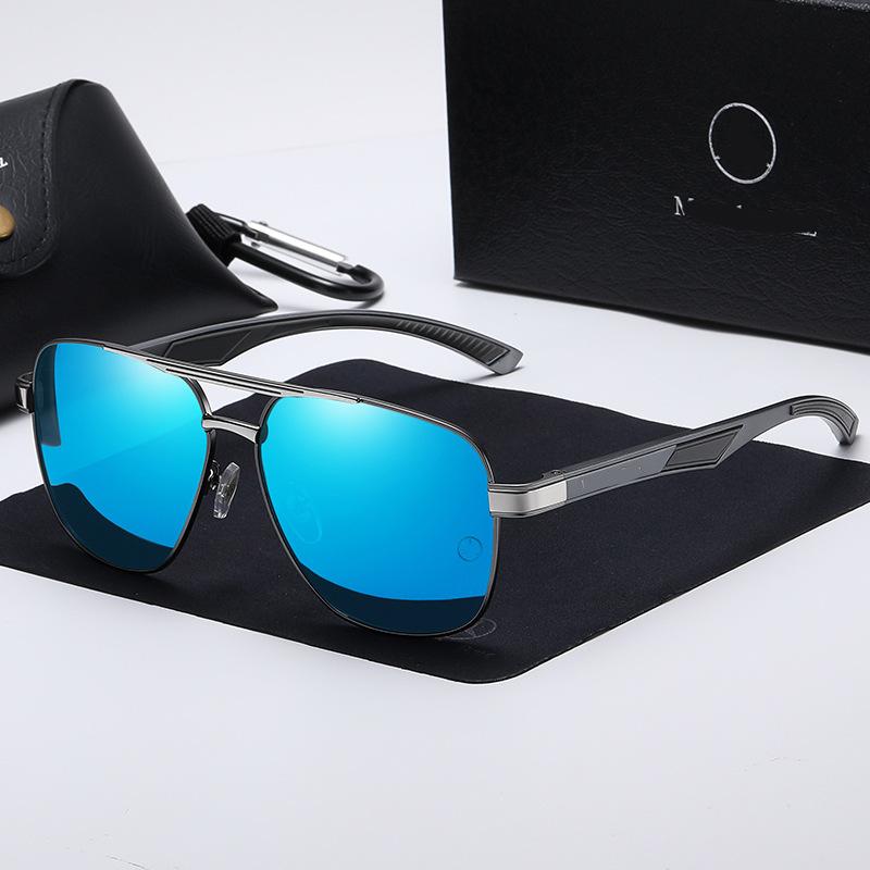 Men'S Aluminum-Magnesium Alloy Driving Polarized Sunglasses, Spring Leg Sunglasses, Uv Protection Sunglasses