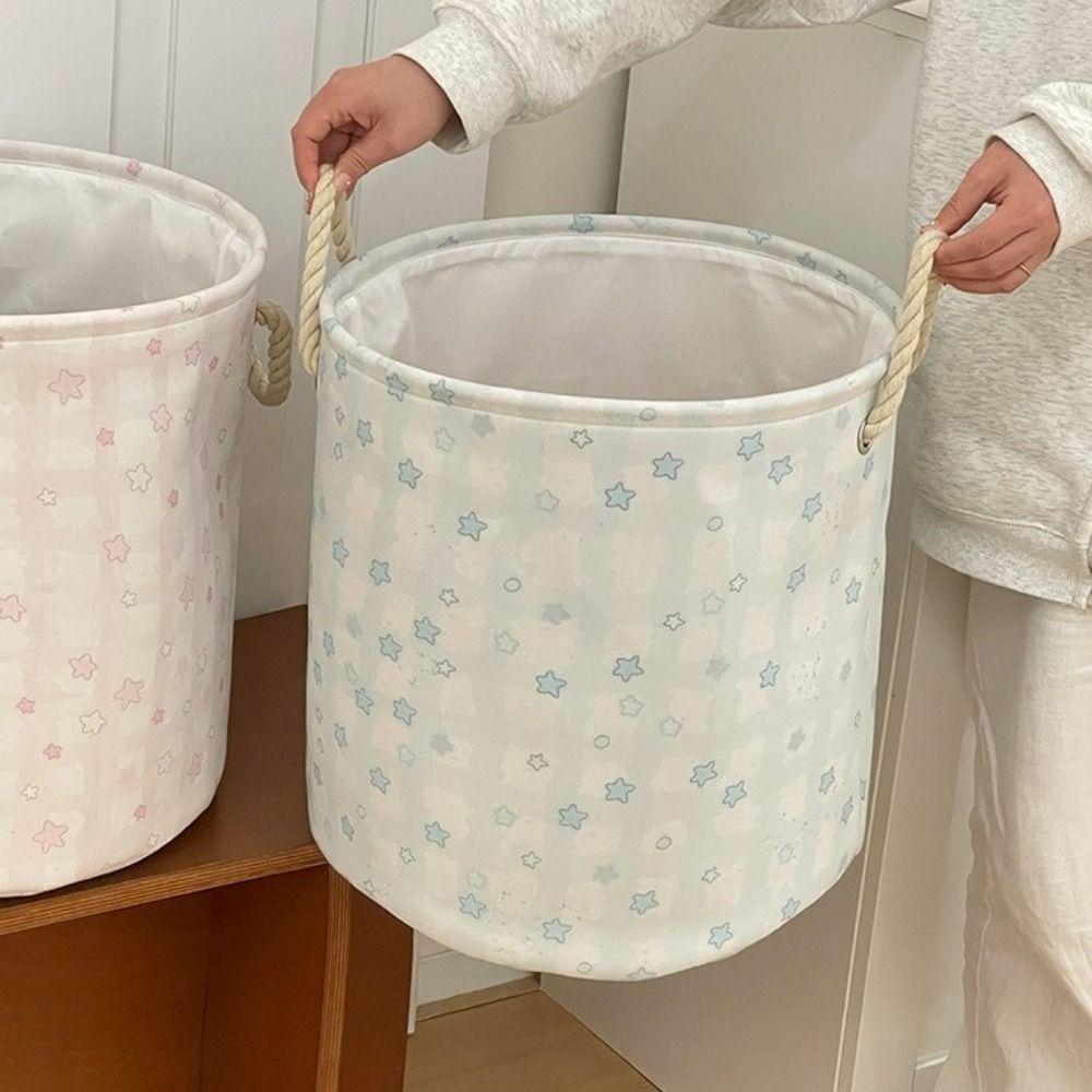 Cute Dirty Clothes Basket Round Shape Sundries Storage Basket Portable Laundry Hamper Apartments