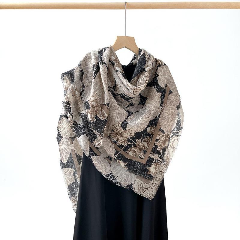 Spring and Summer Thin Imitation Cotton and Linen Shawl, Travel Photo, Color Printed Scarf, Air-conditioned Room Large Square Scarf