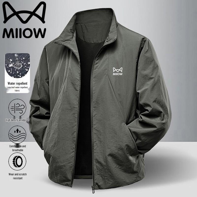 Mao Ren Herren Winddichte Freizeitjacke mit Stehkragen