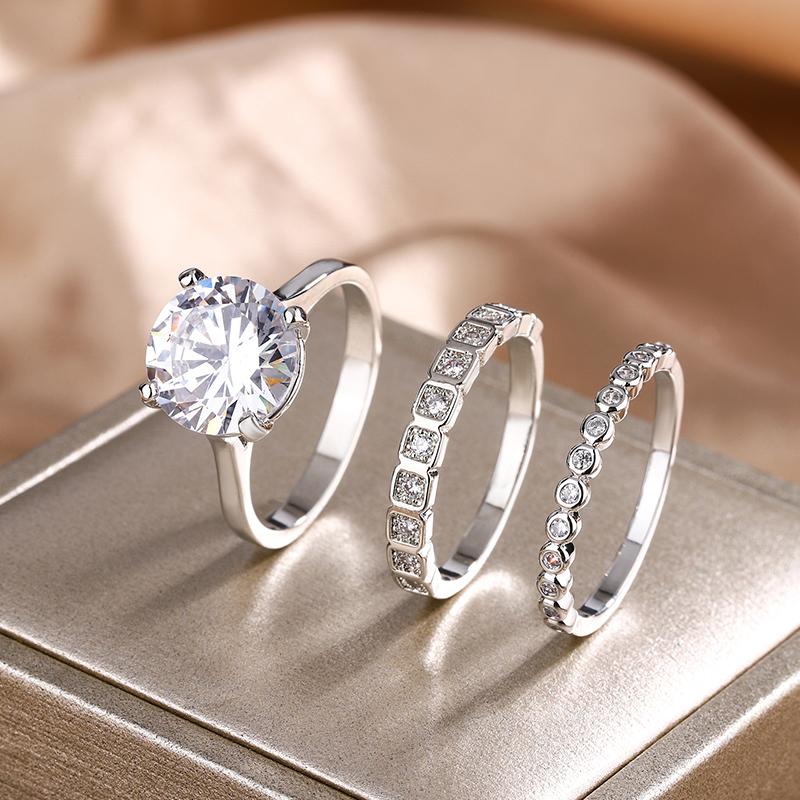 Anello Elegante a Forma Piena di Zirconi per Donna Anello Lucido di Alta Qualità AAAA Regalo di Anniversario Accessori Premium
