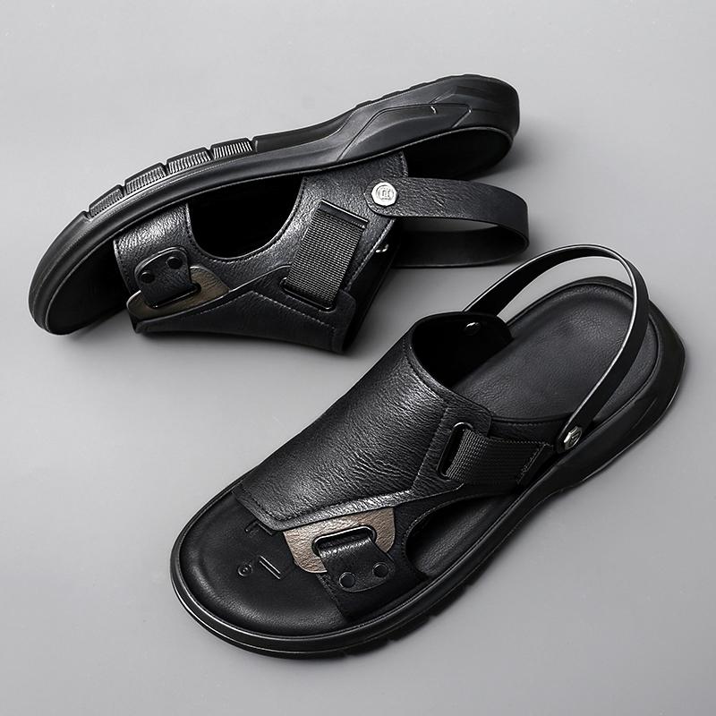 Men's Summer Sandals 2024 Luxury Artificial Leather Casual Shoes For Men Comfortable Moccasins Barefoot Outdoor Fashion Slippers