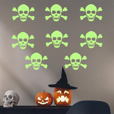 Mode Leuchtende Totenkopf Wandaufkleber für Kinderzimmer Schlafzimmer Deko Leuchten im Dunkeln Erde Aufkleber Nachtleuchtend