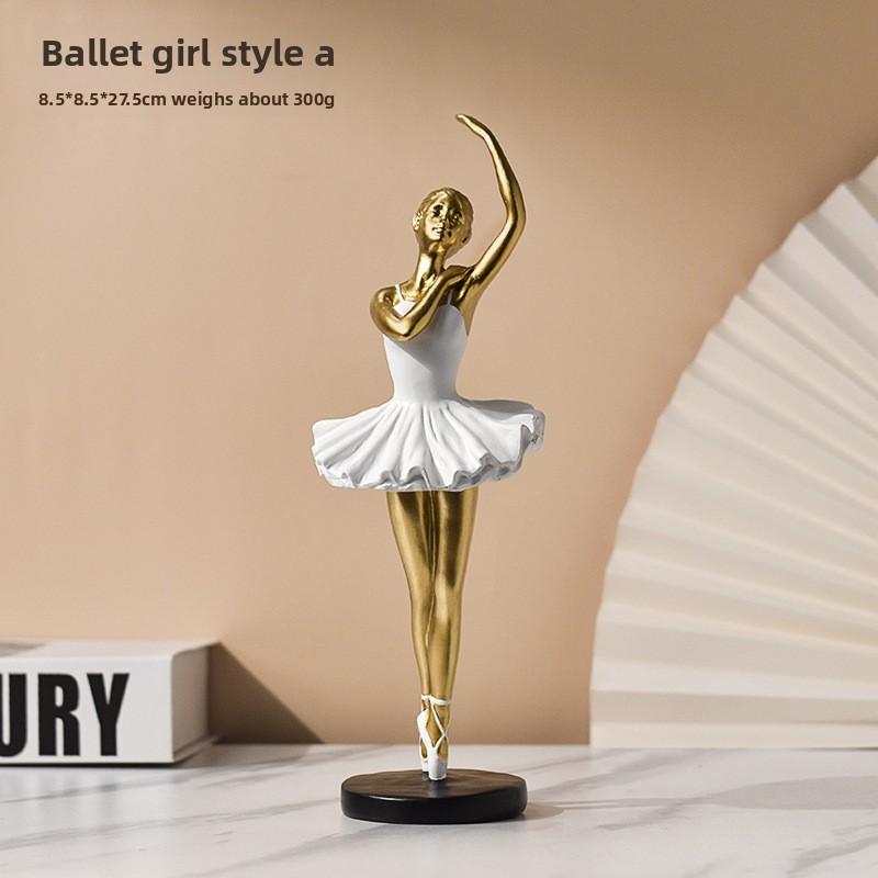Resin Figurine of A Ballet Dancer for Home Decoration, Featuring A Cute Girl's Room with Artistic Appeal.