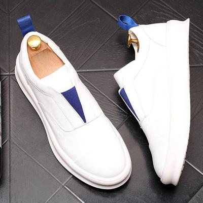 New Platform Shoes for Men Leather Casual Shoes Spring Autumn Fashion Flat Skateboard Shoes Thick-soled Slip-on Loafers