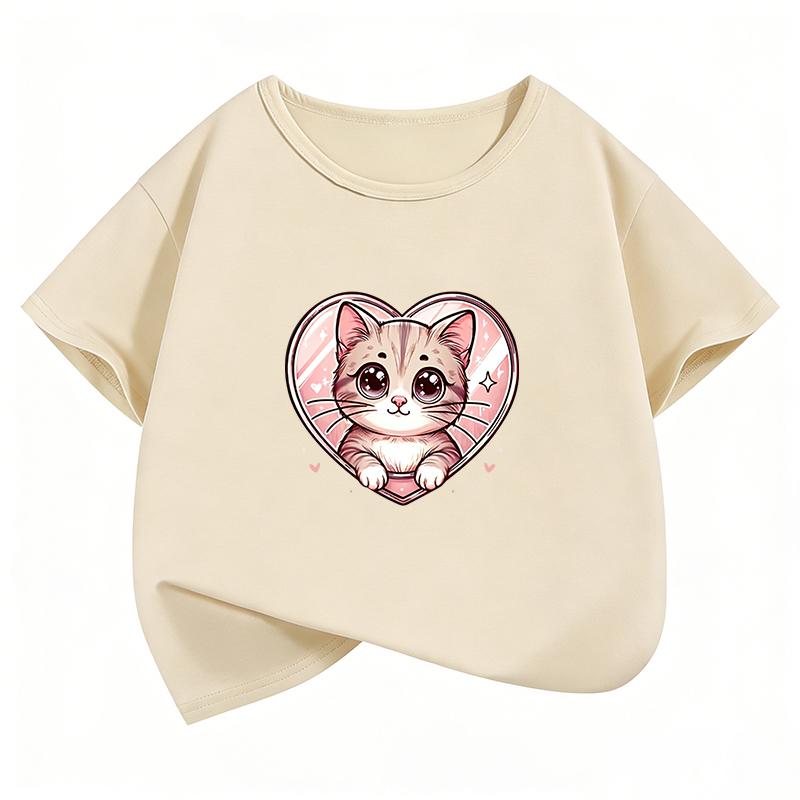 Kawaii Graphic Cat T Shirts Cute Cat Funny Manga Kids Children's T-shirt Boys Girls Casual Top Tee Summer Spring