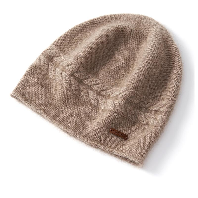 

Кашемировая Осень и Зима Новая Женская Высококачественная Однотонная Вязаная Уличная Теплая Модная Тяжелая Коса Повседневная Шапка One size