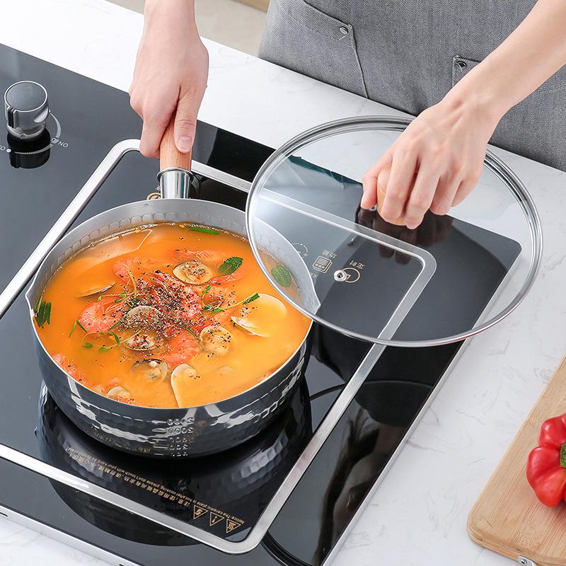 Pentola Piccola per Latte e Noodles in Acciaio Inossidabile Martellato Giapponese Yukihira Antiaderente - Pentola Piccola per Zuppa per la Casa