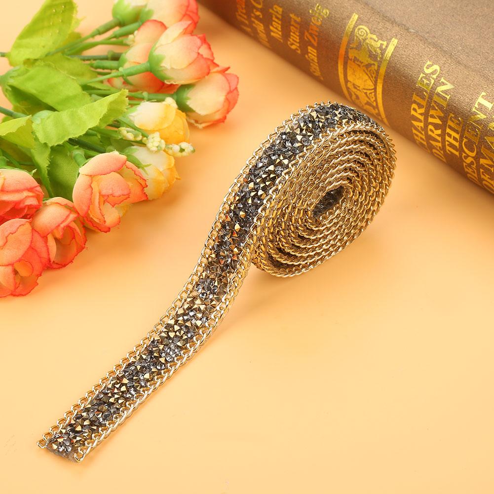 

1 ярд 20 мм шириной Лента из стразов с двойным острием Алмазная сетка Оберточный рулон (Золото)