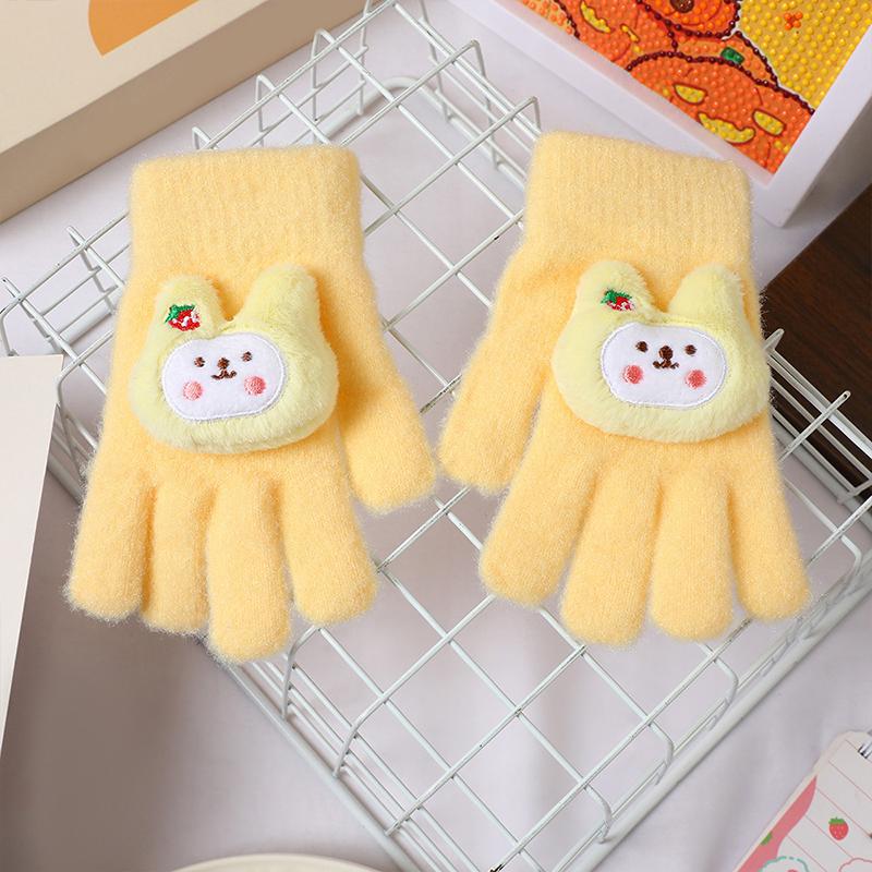 Παιδικά Χαριτωμένα Κινούμενα Σχέδια Γάντια Φράουλα Κουνέλι Φθινόπωρο και Χειμώνας Ζεστά Γάντια Ανθεκτικά στο Κρύο και τον Άνεμο Πλεκτά Γάντια