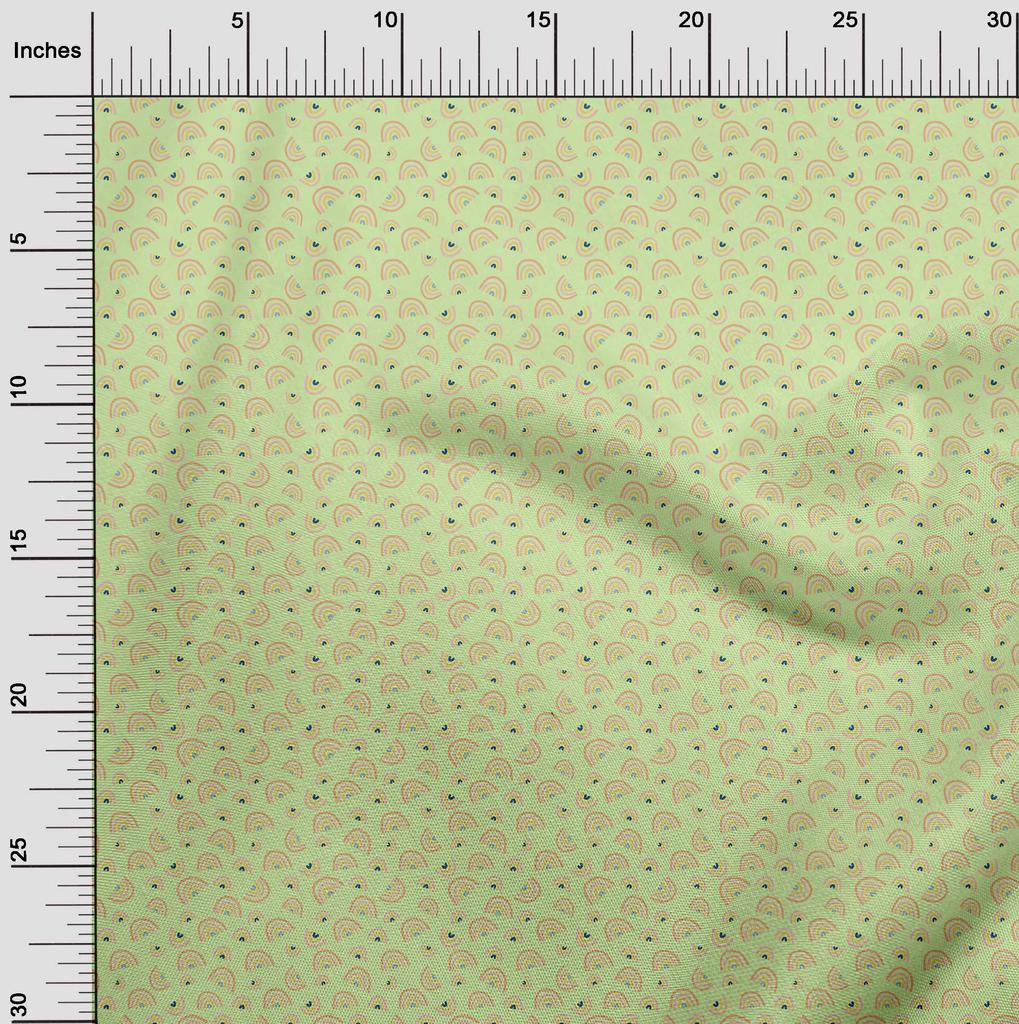 oneOone Cotton Flex Light Green Fabric Kids Rainbow Craft Projects Decor Fabric Printed By The Yard 40 Inch