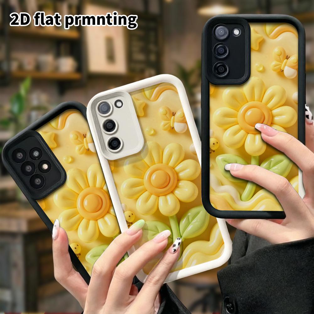 Phone case: 2D flat, suitable for Samsung Galaxy A34 A35 M05 M06 S20 S22 S21 FE Plus 5G protective case, yellow sunflower, perfect Christmas and Hallo