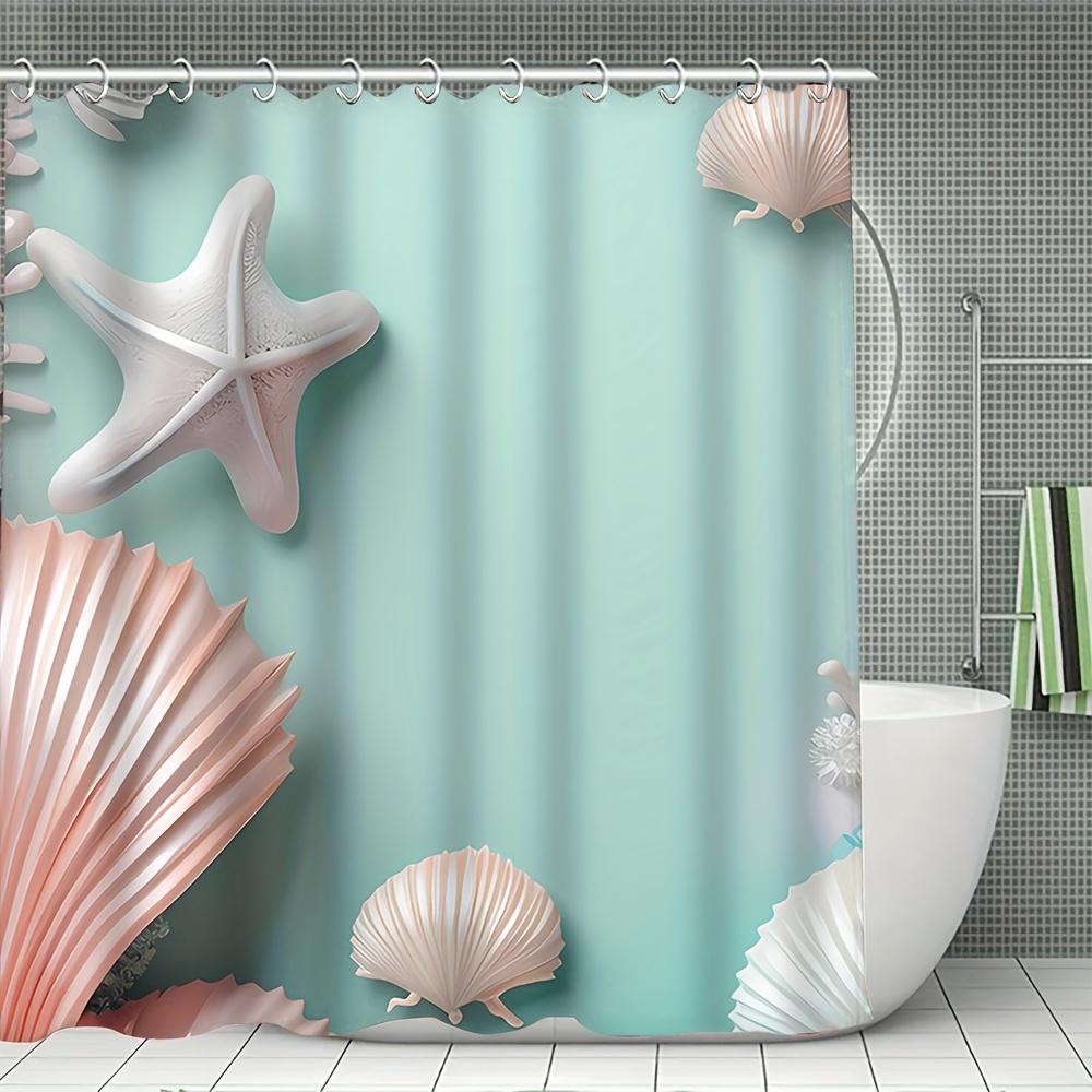 1/4pcs Luxury Deep Sea Large Salad Waterproof Shower Curtain Set Decorative Bathroom Set Non-Slip Carpet Toilet Cover Bath Mat And 12 Hooks