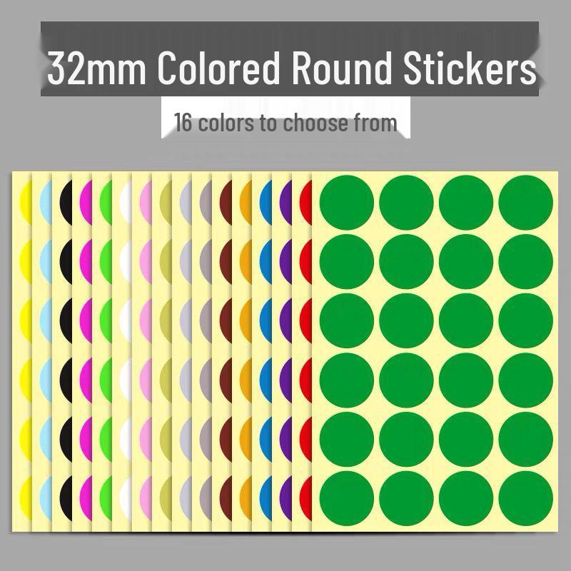 Multicolor Writable Round Dot Stickers - 16 Colors