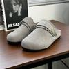 Soft-soled lazy loafers men's one-pedal big-headed casual slippers versatile Boken shoes 59901 gray-W