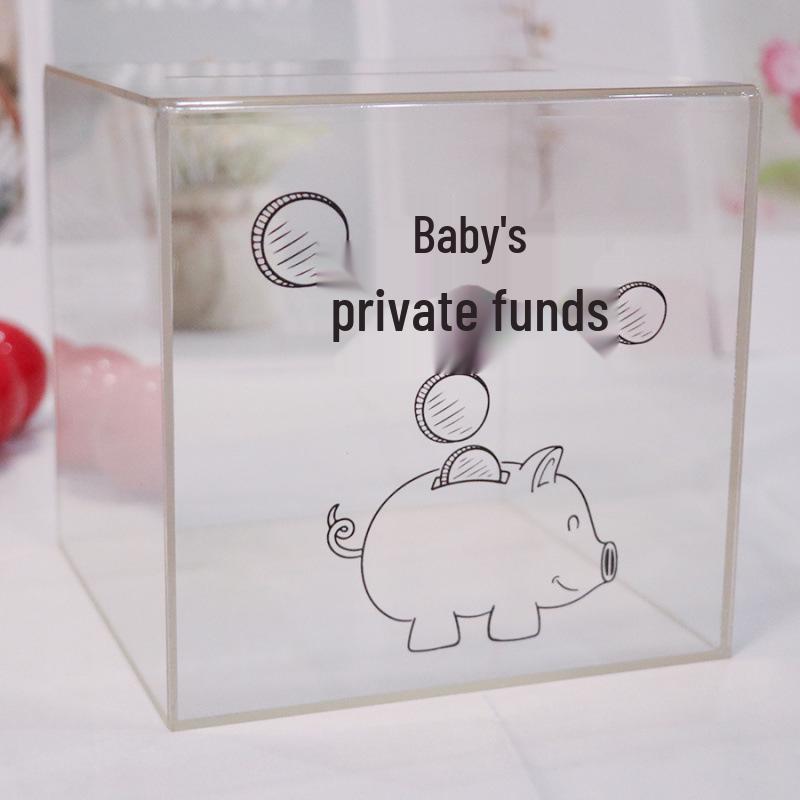 Transparent Acrylic High-Capacity Piggy Bank - No Withdrawal, Online Celebrity Style for Adults and Students.
