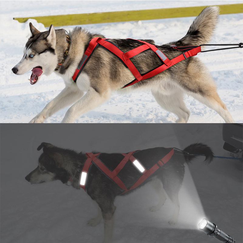 Pet Sledge Harness for Small Large Dogs Reflective Dog Harness Vest Weight Pulling Sledding Harnesses Mushing X Back Chest Strap