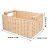 Handcrafted Woven Storage Basket with Handle Natural Wood Iron Paper Rope Desktop Organizer for Living Room Bathroom Kitchen