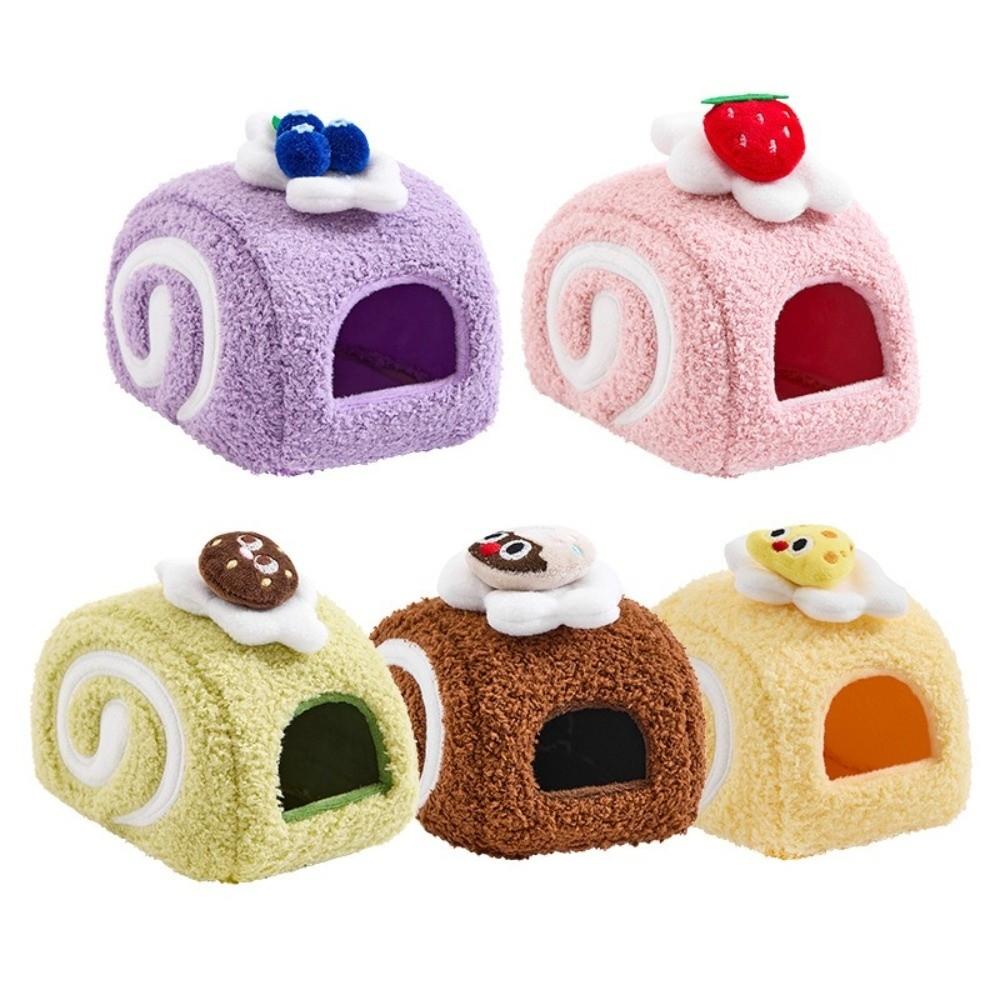Cute Hamster Cake Nest Warm Bird Hiding House Pet Supplies Plush Hamster Cage  Autumn Winter