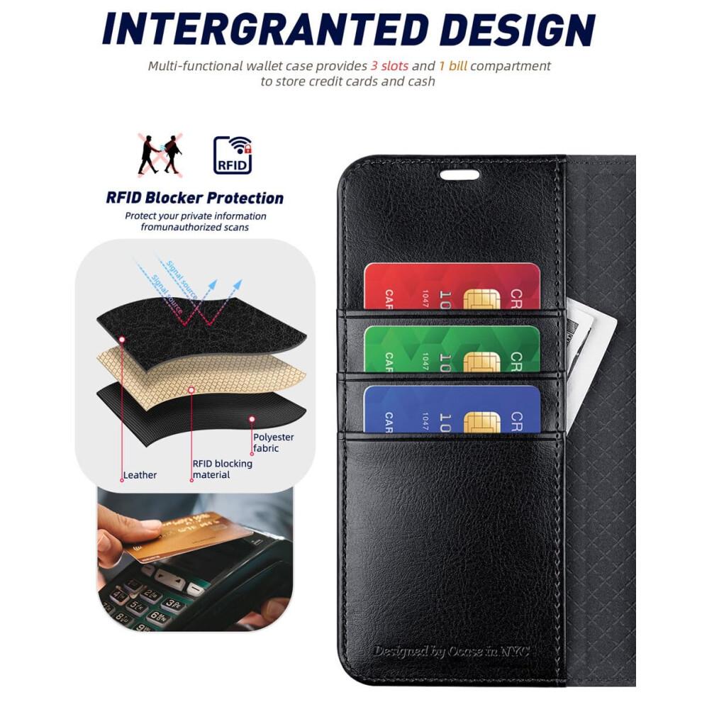 Compatible with Samsung Galaxy S24 Case, Premium PU Leather Wallet Phone Case with [Card Holder][RFID Blocking][TPU