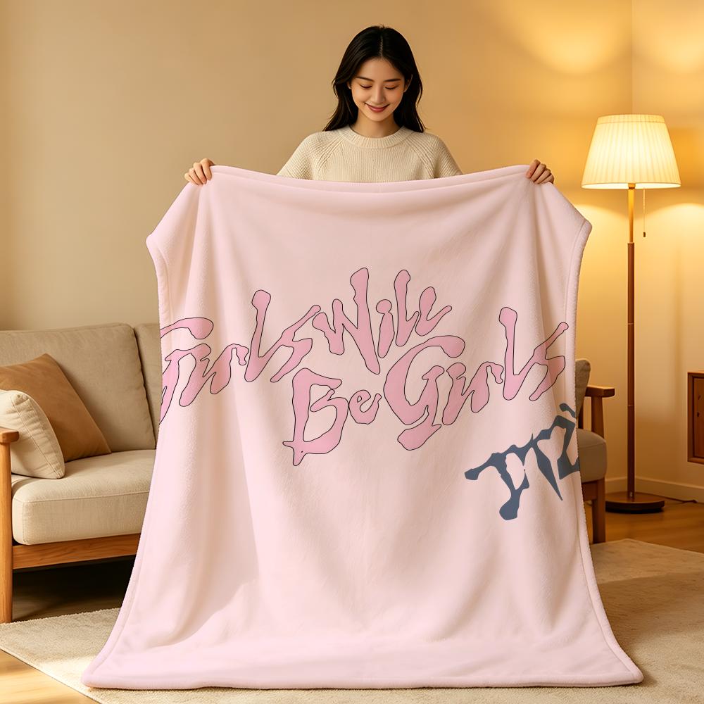 Music I-ITZY Throw High-Density Short Plush Blanket Soft Skin-Friendly for Sofa Nap Air-Conditioned Room