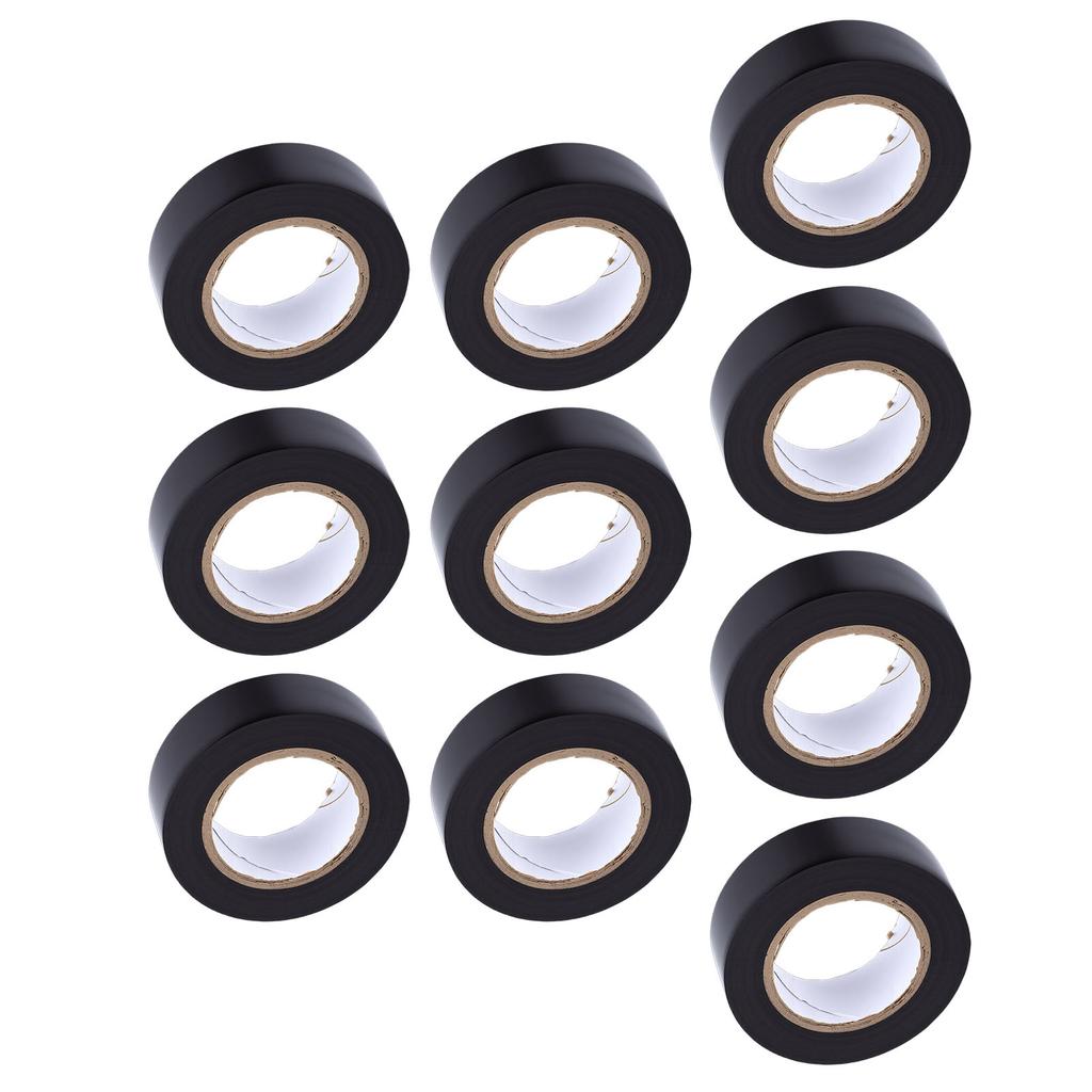 10 Rolls Black Electrical Tape 600V PVC Water Proof Tape 20mm X 10M Strong Adhesive Flame Retardant for Indoor Outdoor