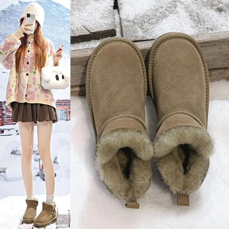New Classic Thickened Fluff Women's Snow Boots Comfortable Warm Ankle Boots Women Winter Ladies Shoes Chunky Botas Mujer