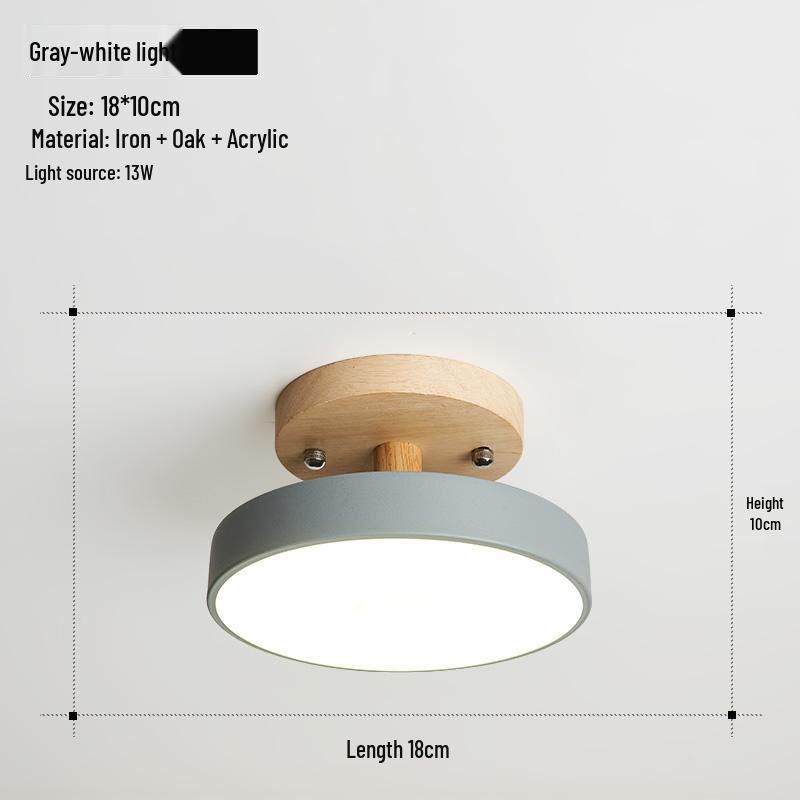 Modern Minimalist Macaron Ceiling Light for Corridors, Entrances, and Balconies with Solid Wood Design