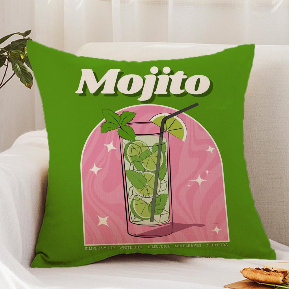 Classic Art Mojito Cocktail Cushion Cover Premium Comfort Reversible Pillow Cover - Dual - Use Design for Home & Car
