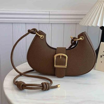Retro Fashion Underarm Bag Women's New Versatile Half Moon Shoulder Bags Simple Casual Texture Leather Crossbody Bags
