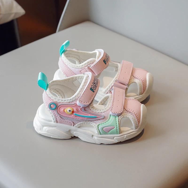 

Unisex Children Beach Shoes for Toddlers Boys Girls 2025 Summer Kids Sandals Anti-kick Toe-covered Cut-outs Breathable Cute Soft 21 розовый