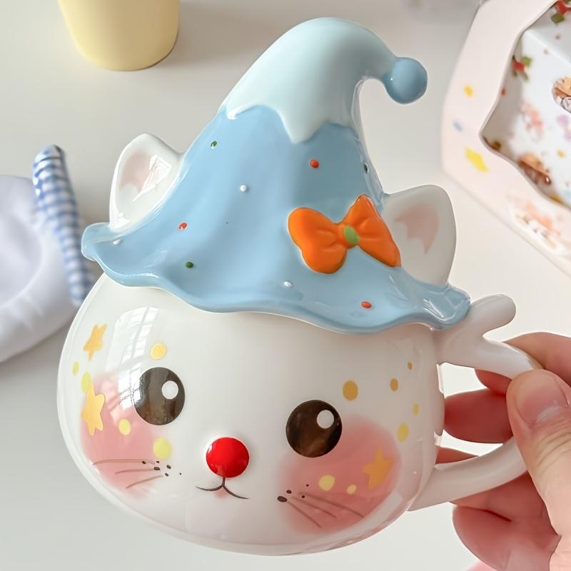 1pc Cute Cat Ceramic Mug with Lid, Handmade Multipurpose Coffee Cup, Insulated, Reusable Milk Cup, with Hand Wash Only, Ideal Gift for Christmas
