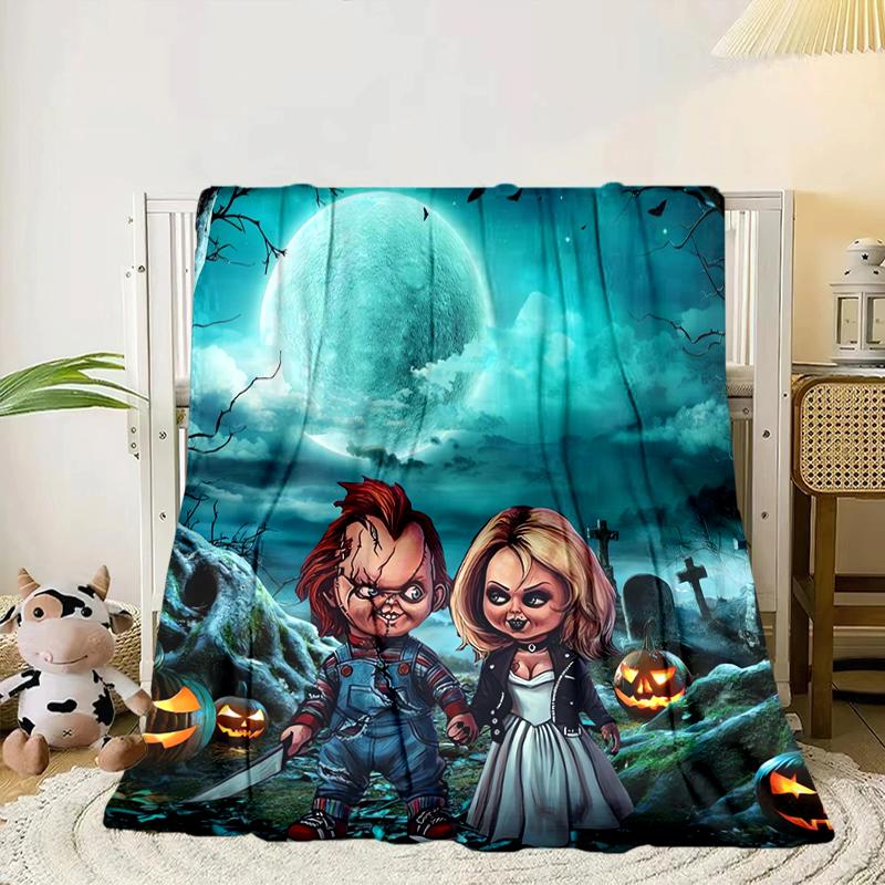 Chucky's Halloween Horror Blanket Flannel Blanket for bed, sofa, Camping, Hiking, Picnic Essentials, gift for family Fan gifts