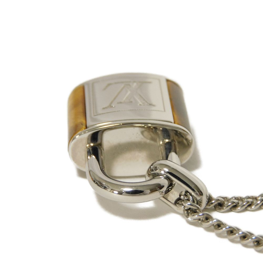 Used LV Stone Tiger Eye Pendant (M62668, 7984) with Collier LV Signature Logo Padlock. Stone Brown Men's from Japan