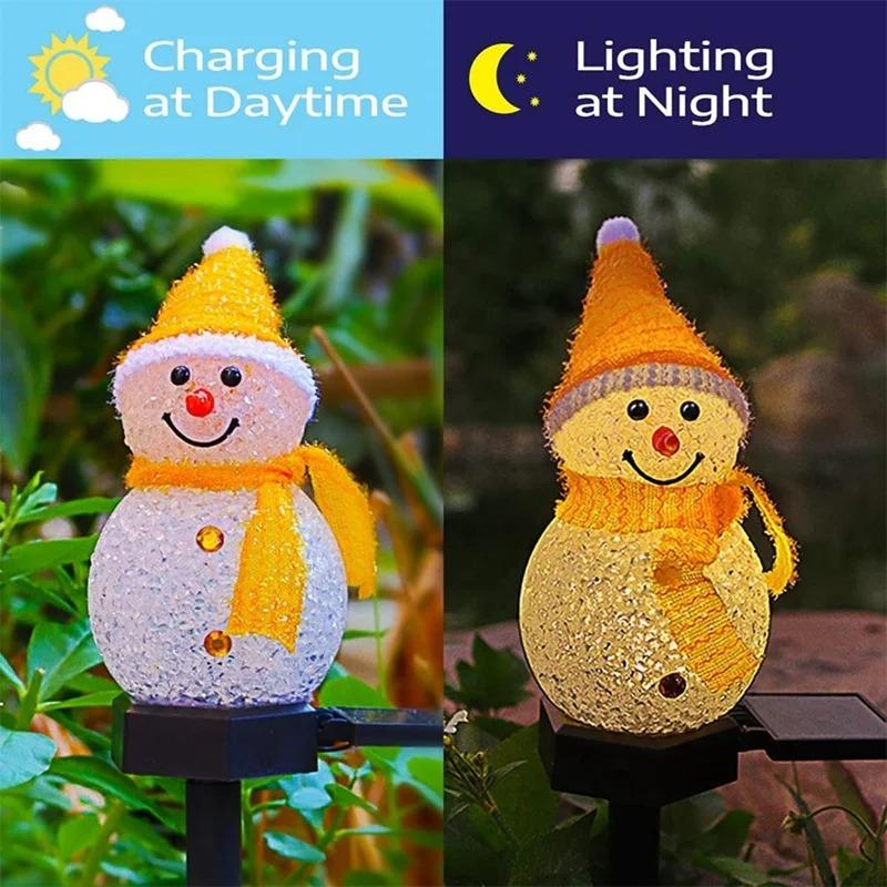 LED Snowman Solar Garden Light Outdoor Waterproof Ground Stake Lamp Solar Powered Pathway Lights for Christmas Lawn Yard Patio Holiday Decor