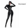 Long Sleeve Zip Open Crotch Bodysuit Women Shiny PU Faux Sexy Look Suit Leather Jumpsuits Latex Catsuit Wet Clubwear