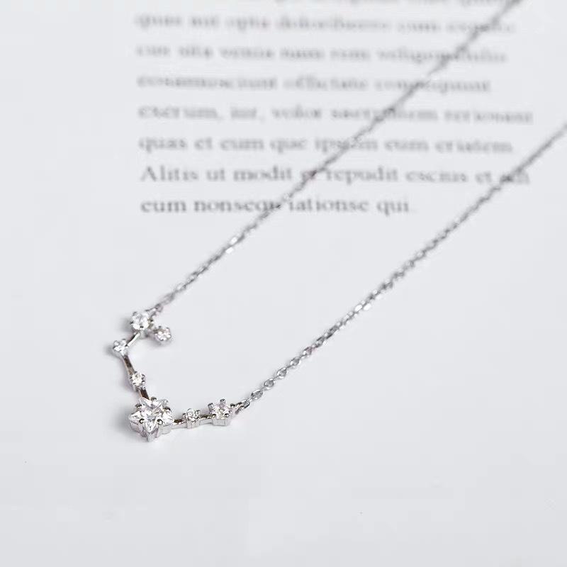 Beixi S925 Sterling Silver Constellation Necklace - Shiny Galaxy Symbol Clavicle Chain