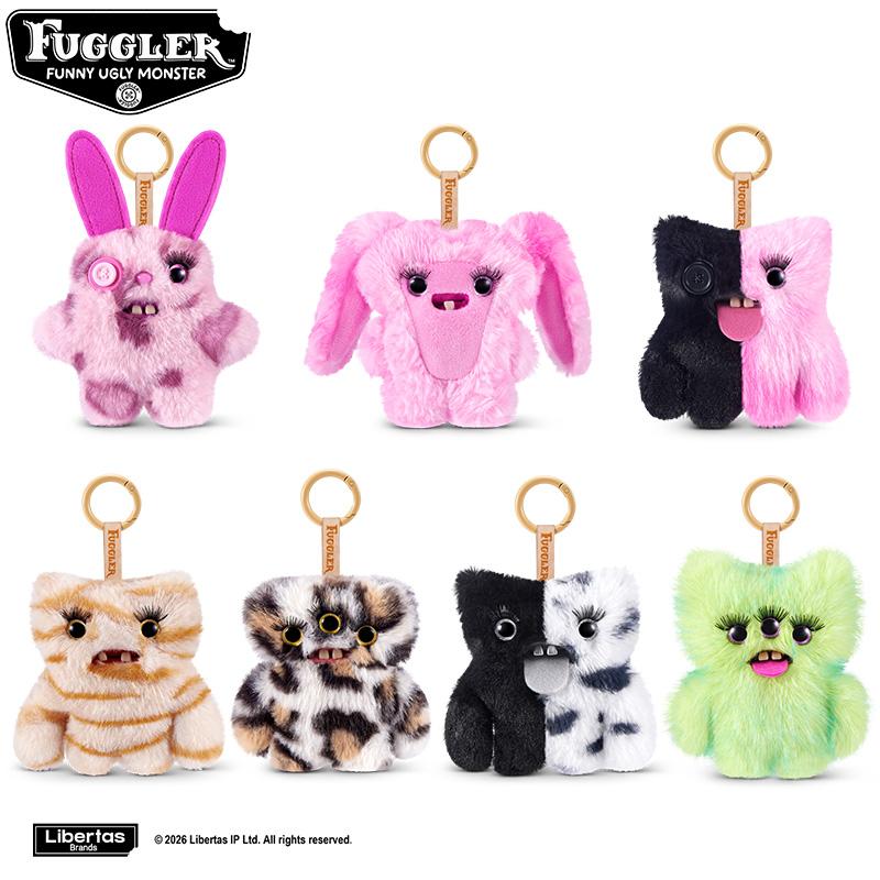 Original Fuggler Keychain  Plush Toys Fugglers ALLY CATS Fuggs Care Bear FUGG Baddies Baby Stuffed Peluche Dolls Gifts