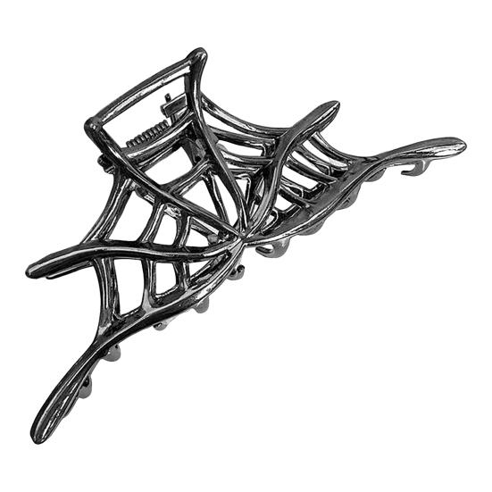 Halloween Hair Claw Black Spider Web Skeleton Hand Bat Shape Hair Clip Anti-slip Teeth Back Head Shark Hair Clip Styling Accessory