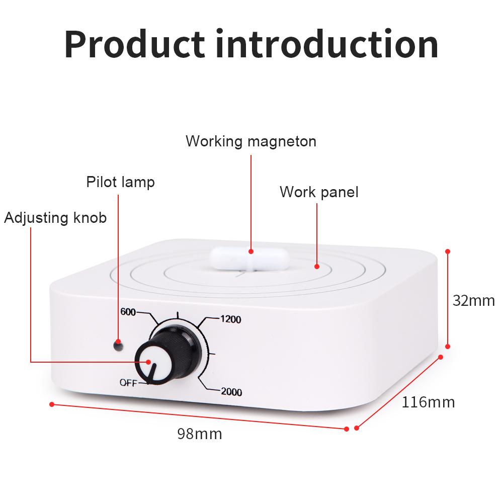 1L 300-2000RPM Magnetic Stirrer Laboratory Magnetic Mixer Portable Stirrers Machine with Mini Stir Plate Agitator EU Plug
