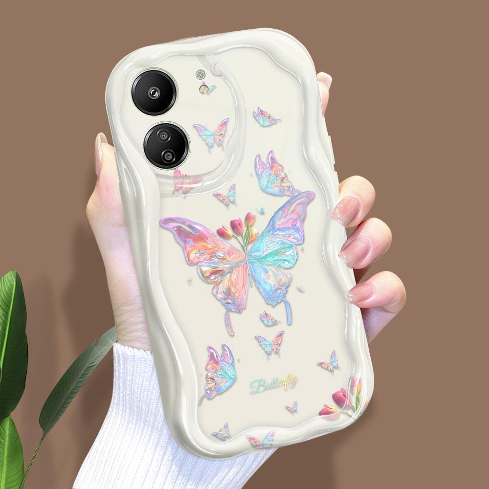 Cute Cartoon Pattern Cream Texture Casing Wavy Edge Soft Silicone Cover Phone Case for Xiaomi Redmi