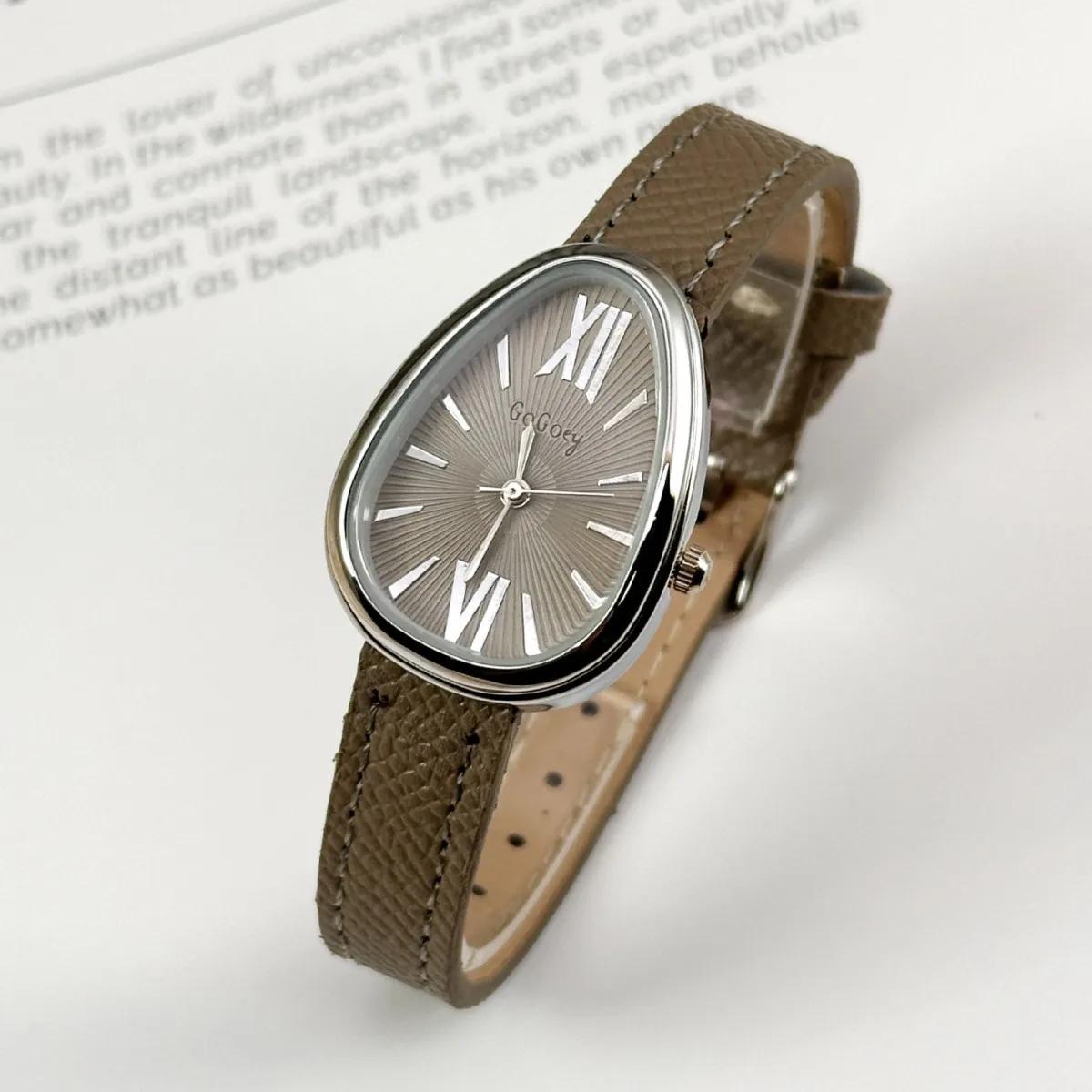 Роскошный Дизайнерский Бренд Женские Кварцевые Часы Головка Змеи Женские Часы Модный Кожаный Ремешок Наручные Часы Женский Подарок Montre Femme серый