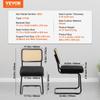 Rattan Chairs, Set of 2, Mid Century Modern Dining Chair, Upholstered Velvet Accent Chair with Rattan Back, Retro Dining Room Kitchen Chair for Living