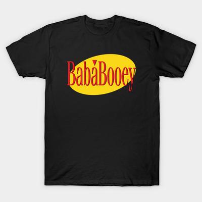 Asian Size Men Black Print T-shirt What'S The Deal With Baba Booey? No-Cut Heat Transfer Print Cotton Tshirt