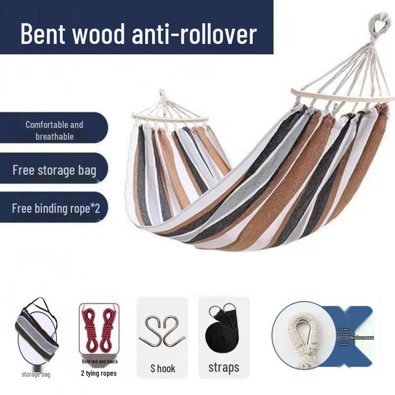 Thickened White Double Hammock for Indoor/Outdoor Use: Anti-Rollover Design for Adults & Kids