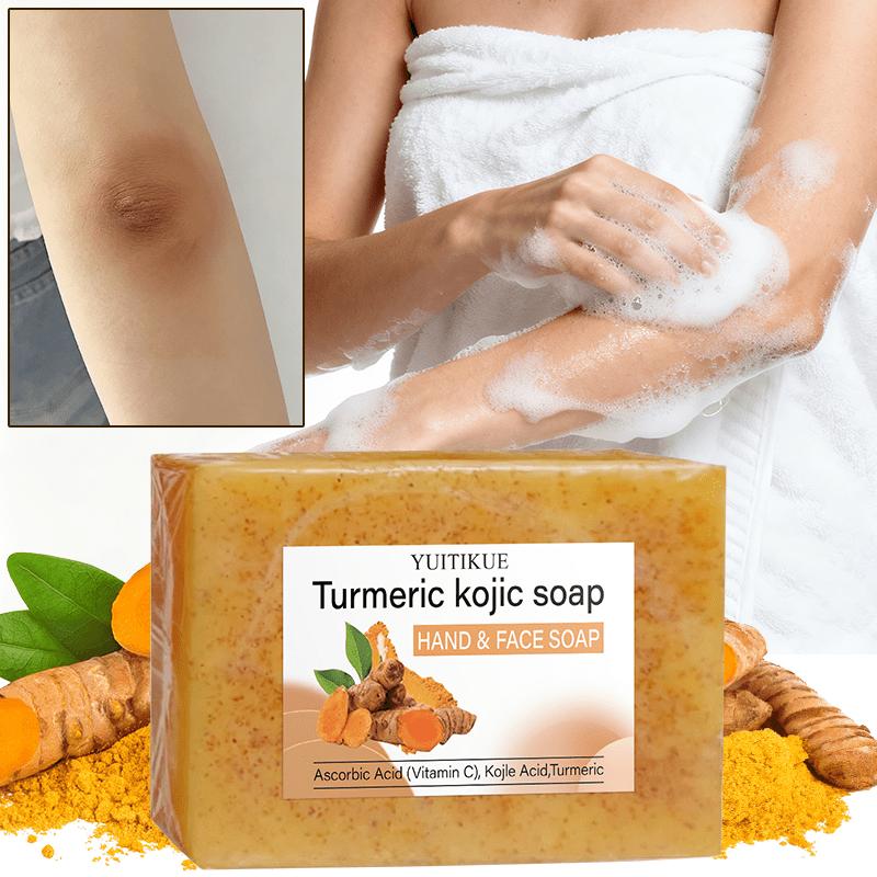 Turmeric Kojic Soap Rich In Kojic Acid, Turmeric, and Collagen, Natural Ginger Soap for Deep Moisturizing, Cleansing, Brightening, and Thick Lather