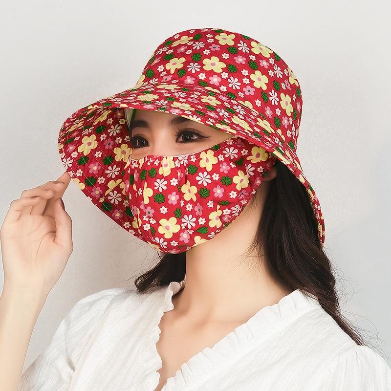 New Outdoor Summer Face Protection Full Protection Tea Picking Hat Agricultural Agriculture Sunscreen Mask Hat Fisherman Hat Female Bucket Hats
